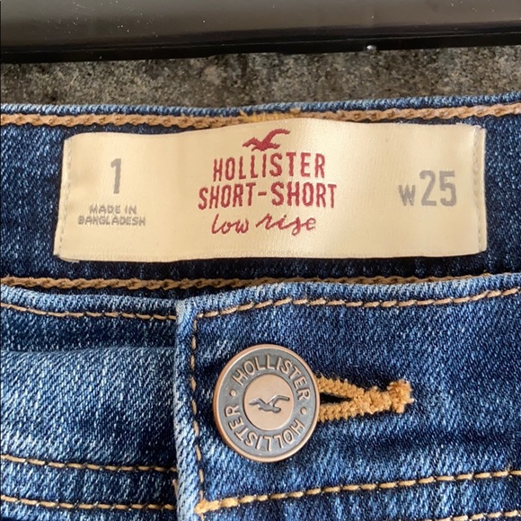 Hollister Dark Wash Distressed Short Shorts (1/25) - Picture 2 of 4